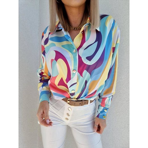 Kolorowa koszula damska o luźnym kroju COLORFULL LINES XS lafemmeboutique.pl