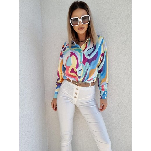 Kolorowa koszula damska o luźnym kroju COLORFULL LINES S lafemmeboutique.pl