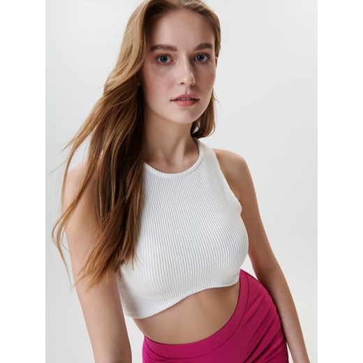 Sinsay - Top w prążki - Kremowy Sinsay S Sinsay