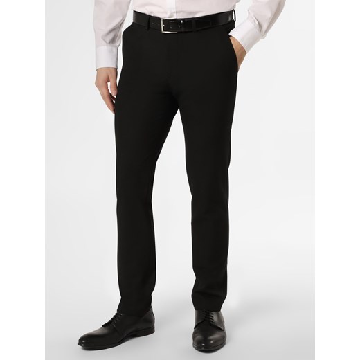 Finshley & Harding Męskie spodnie od garnituru modułowego Mężczyźni Slim Fit czarny jednolity ze sklepu vangraaf w kategorii Spodnie męskie - zdjęcie 133671734