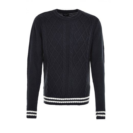 Cable sweater with stripes terranova czarny sweter