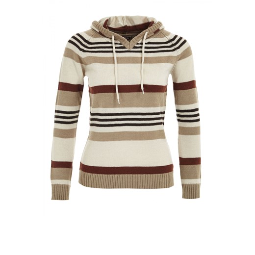 Striped sweater terranova bezowy kaptur