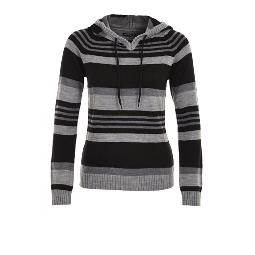 Striped sweater terranova czarny kaptur