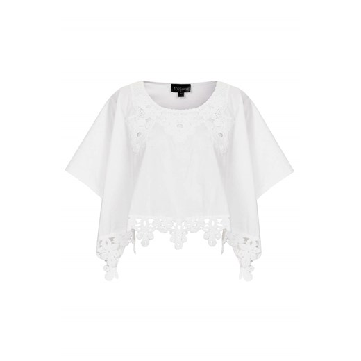 White Crochet Front Crop Tee topshop bialy 