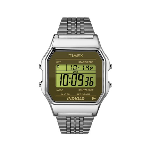 **Timex 80 Classic Digital Silver Bracelet Watch with Olive Lens topshop zielony klasyczny