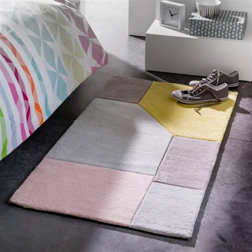 Dywanik przed łóżko, z bawełny, tuftowany, graficzny wzór, Dario