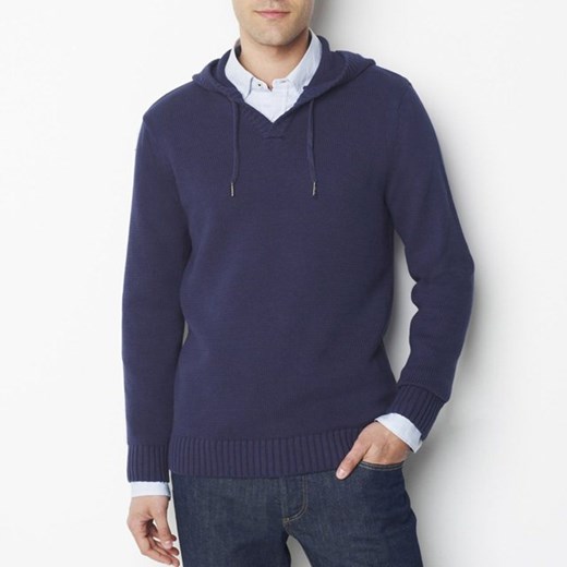 Sweter z kapturem, bawełniany la-redoute-pl niebieski bawełniane