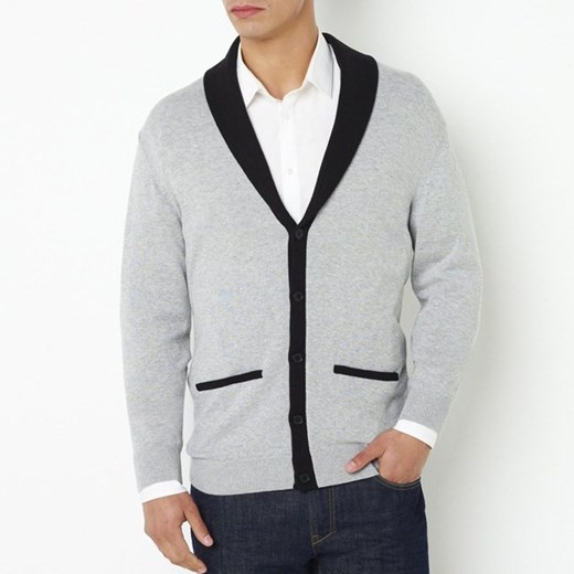 Sweter z szalowym kołnierzem, dwubarwny, 100% bawełny la-redoute-pl bialy bawełniane