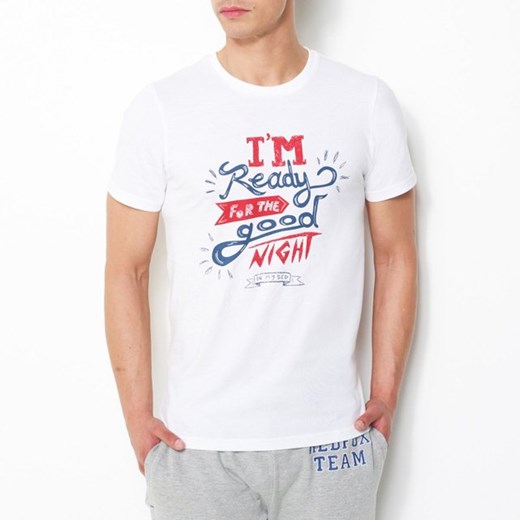 T-shirt od piżamy z krótkim rękawem la-redoute-pl bialy bawełniane