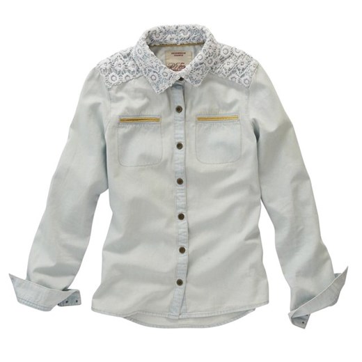 Koszula dżinsowa z szydełkowymi detalami la-redoute-pl bialy bawełniane