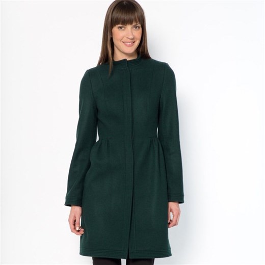 Płaszcz ze stójką z sukna wełnianego la-redoute-pl zielony abstrakcyjne wzory