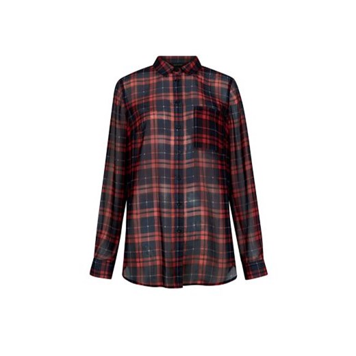 Red Long Sleeve Check Shirt  newlook szary t-shirty