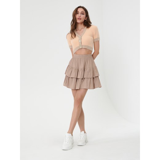 Sinsay - Spódnica mini rozkloszowana - Beżowy Sinsay XXS Sinsay