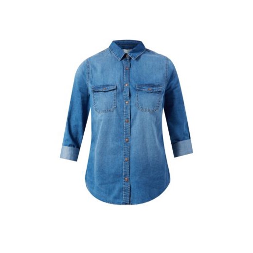 Blue Faded Denim 1/2 Sleeve Shirt  newlook niebieski denim