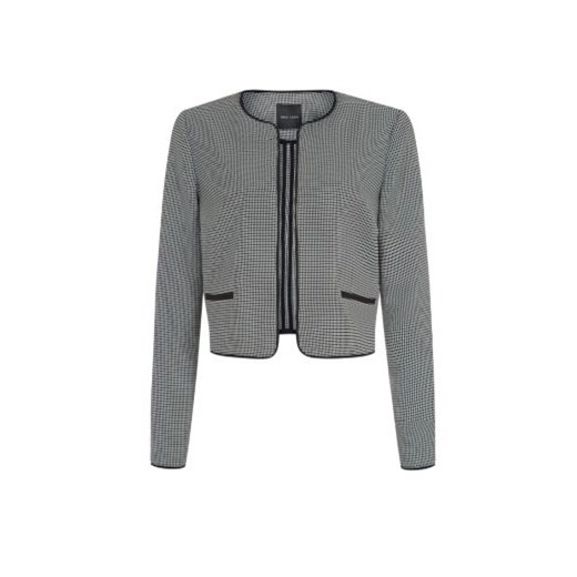 Black Mini Grid Print Collarless Suit Jacket  newlook szary kurtki