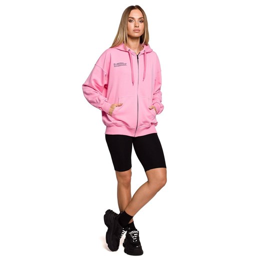 Hoodie bluza damska z kapturem rozpinana bawełniana różowa S/M promocja Sukienki.shop