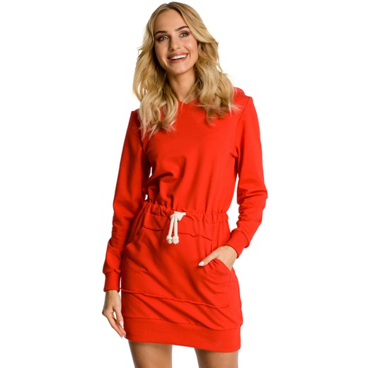 Sukienka sportowa bawełniana jak bluza z kapturem dresowa czerwona XL Sukienki.shop