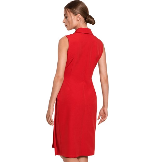 Sukienka marynarka na lato bez rękawów asymetryczna żakietowa czerwona Stylove XL Sukienki.shop