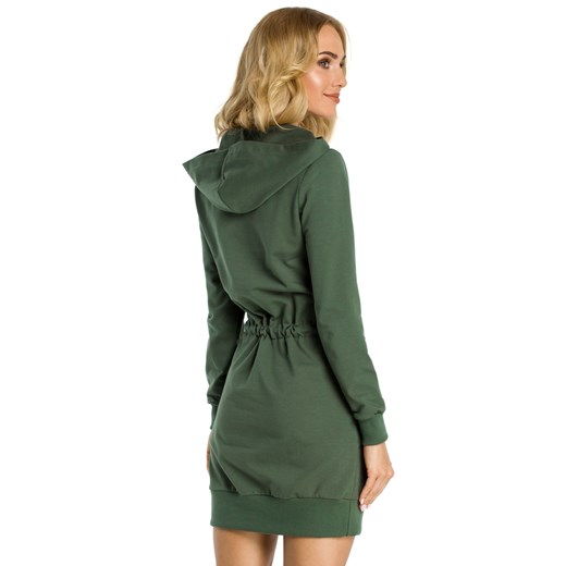 Sukienka sportowa bawełniana jak bluza z kapturem dresowa zielona 3XL Sukienki.shop