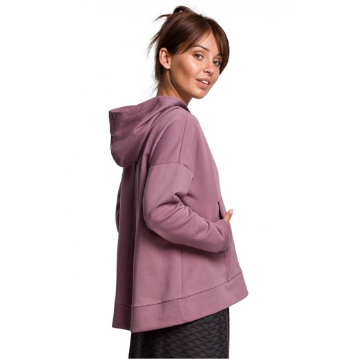 Hoodie bluza damska oversize w kształcie dzwonka z kapturem fioletowa Be XXL/3XL Sukienki.shop