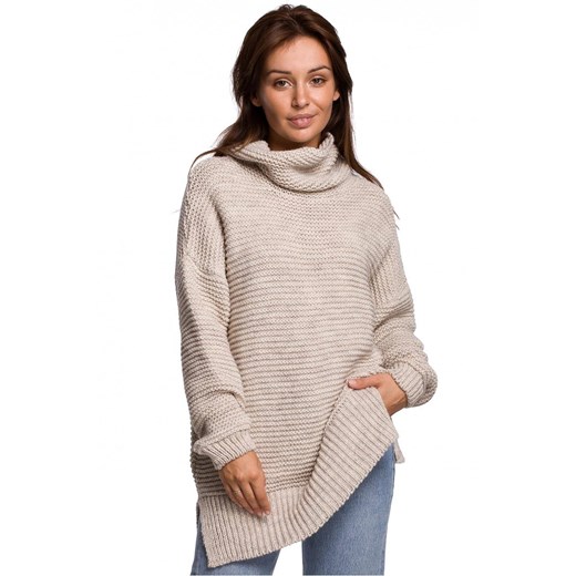 Długi sweter z grubej przędzy z wełną Be Knit uniwersalny Sukienki.shop