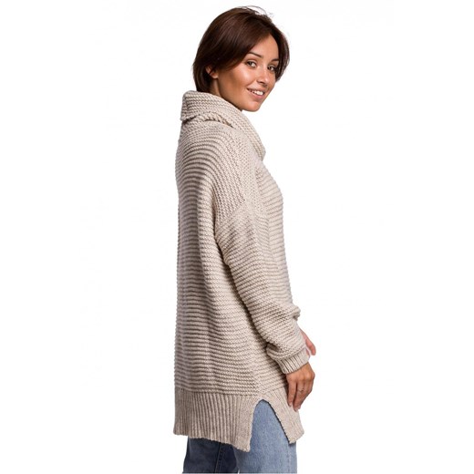 Długi sweter z grubej przędzy z wełną Be Knit uniwersalny Sukienki.shop