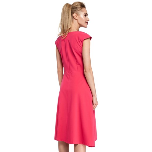 Elegancka sukienka trapezowa z kontrafałdą wizytowa różowa XL okazja Sukienki.shop