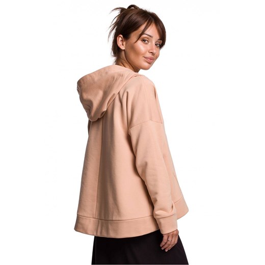 Hoodie bluza damska oversize w kształcie dzwonka z kapturem beżowa Be L/XL Sukienki.shop