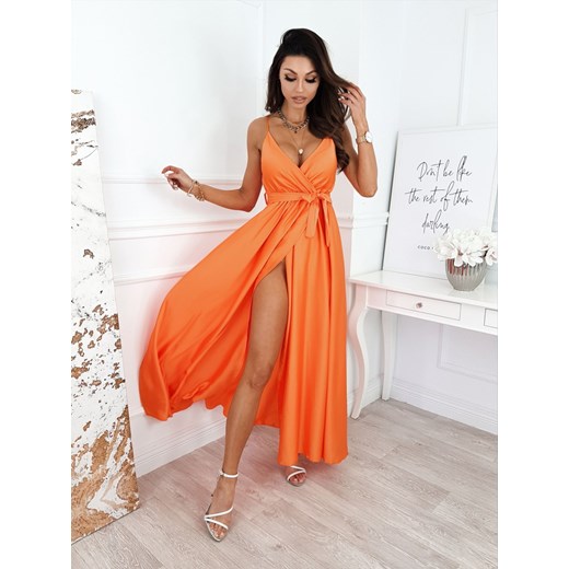 SATYNOWA SUKIENKA MAXI MONELIA POMARAŃCZOWA Infinityfashion.pl Uniwersalny Infinity