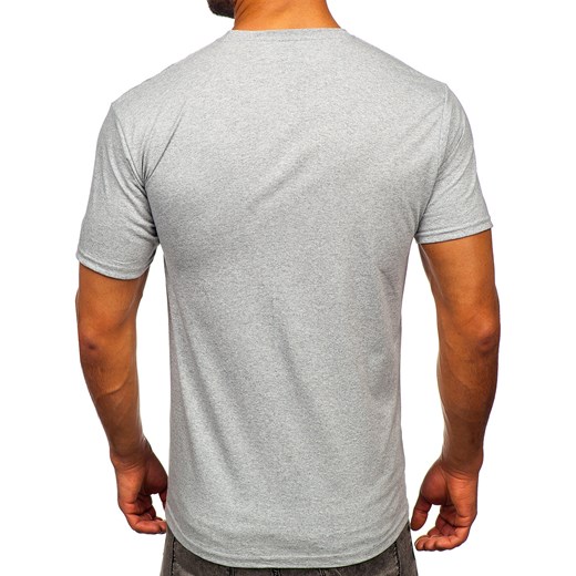 T-shirt męski Denley szary z krótkim rękawem bawełniany letni 