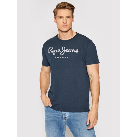 T-Shirt Essential Denim PM503992 Granatowy Regular Fit Pepe Jeans M wyprzedaż MODIVO