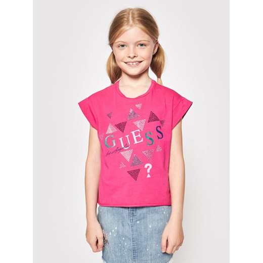 T-Shirt J1GI05 K6YW1 Różowy Regular Fit Guess 10Y promocja MODIVO