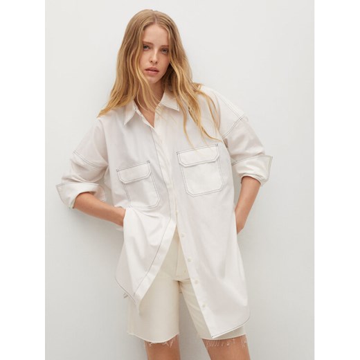 Koszula Marykate 17092022 Biały Oversize Mango M promocyjna cena MODIVO