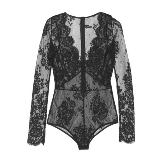 La Robe Noire Chantilly lace-appliquéd tulle bodysuit net-a-porter szary 