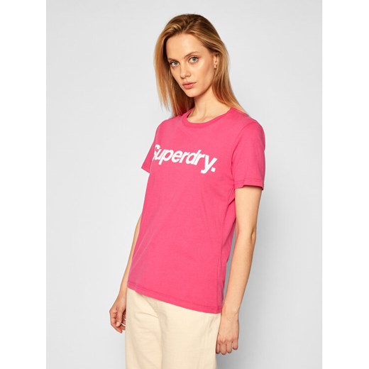 T-Shirt Flock W1010219A Różowy Regular Fit Superdry 8 promocja MODIVO
