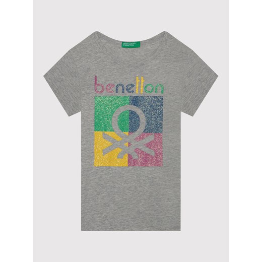 T-Shirt 3096C1539 Szary Regular Fit United Colors Of Benetton 130 promocja MODIVO