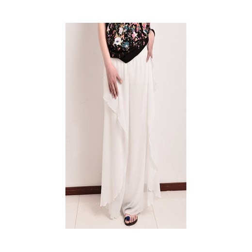 Luźne szyfonowe spodnie (białe) trendsetterka-com  luźny
