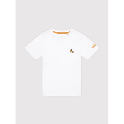 T-Shirt T25S74 D Biały Regular Fit Timberland 16Y okazja MODIVO
