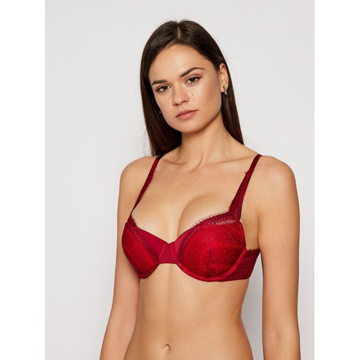 Biustonosz push-up 000QF5597E Czerwony Calvin Klein Underwear 32C okazyjna cena MODIVO