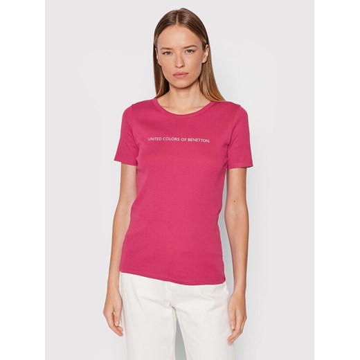 T-Shirt 3GA2E16A2 Różowy Regular Fit United Colors Of Benetton M wyprzedaż MODIVO