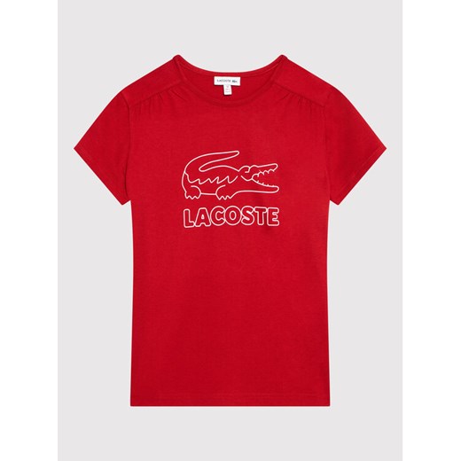 T-Shirt TJ7486 Czerwony Regular Fit Lacoste 10A okazja MODIVO