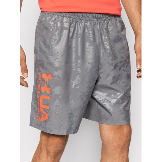 Szorty sportowe Woven Emboss 1361432 Szary Regular Fit Under Armour M okazyjna cena MODIVO