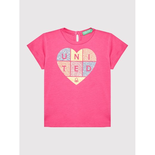 T-Shirt 3I1XC1527 Różowy Regular Fit United Colors Of Benetton 82 okazyjna cena MODIVO