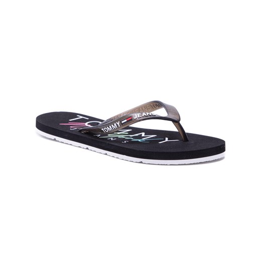 Japonki Rubber Thong Beach Sandal EN0EN01302 Czarny Tommy Jeans 37 okazyjna cena MODIVO