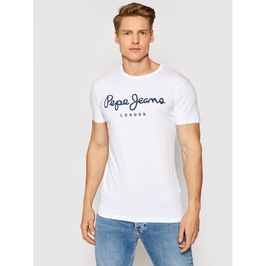 T-Shirt Original Stretch PM501594 Biały Slim Fit Pepe Jeans XXL promocyjna cena MODIVO
