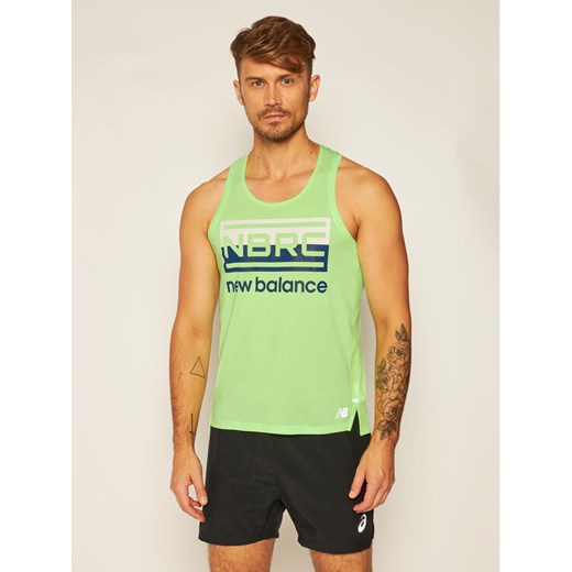 Koszulka techniczna Printed Impact Run MT01233 Zielony Athletic Fit New Balance XL promocyjna cena MODIVO