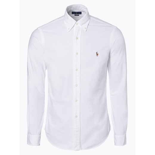 Polo Ralph Lauren Koszula męska Oxford Mężczyźni Slim Fit Bawełna biały jednolity button down ze sklepu vangraaf w kategorii Koszule męskie - zdjęcie 134377534