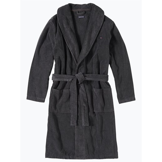 Tommy Hilfiger Szlafrok męski Mężczyźni Bawełna antracytowy jednolity ze sklepu vangraaf w kategorii Szlafroki męskie - zdjęcie 134377733