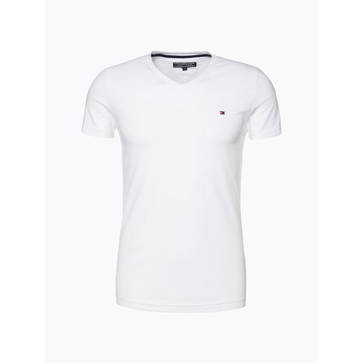Tommy Hilfiger T-shirt męski Mężczyźni Bawełna biały jednolity ze sklepu vangraaf w kategorii T-shirty męskie - zdjęcie 134377830