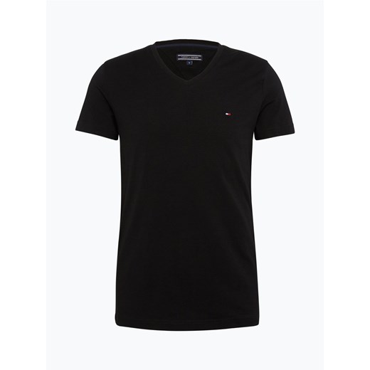 Tommy Hilfiger T-shirt męski Mężczyźni Bawełna czarny jednolity ze sklepu vangraaf w kategorii T-shirty męskie - zdjęcie 134377832